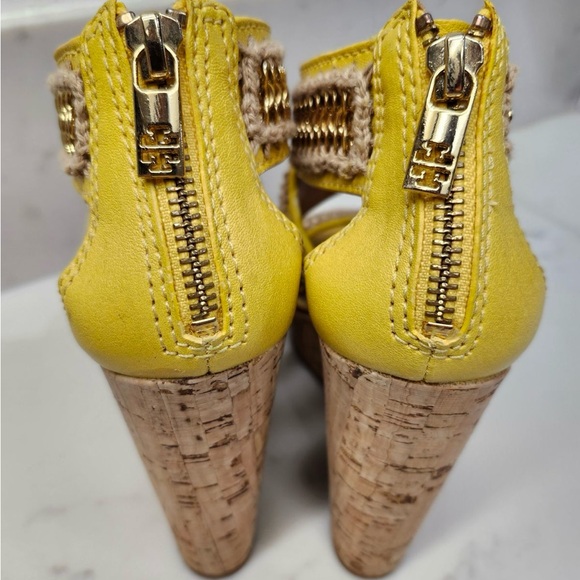 Tory Burch Yellow Wedge Sandals - Picture 4 of 6